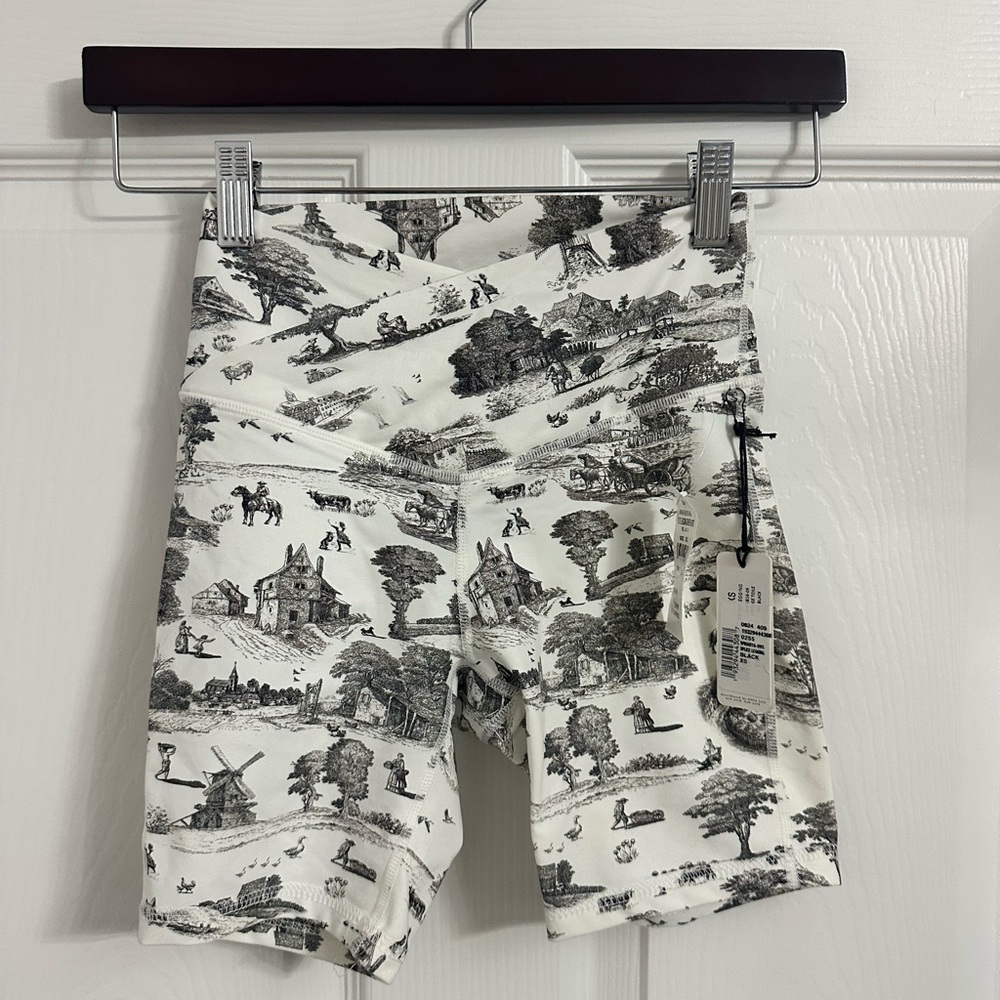White and Black Graphic Print Shorts